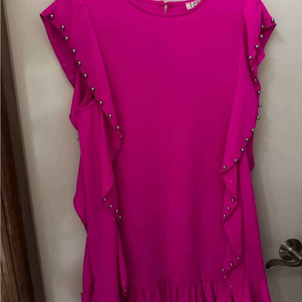 Pink Ruffled Sleeveless Dress